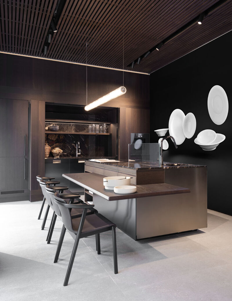 Arclinea snack table in Hanoi showroom