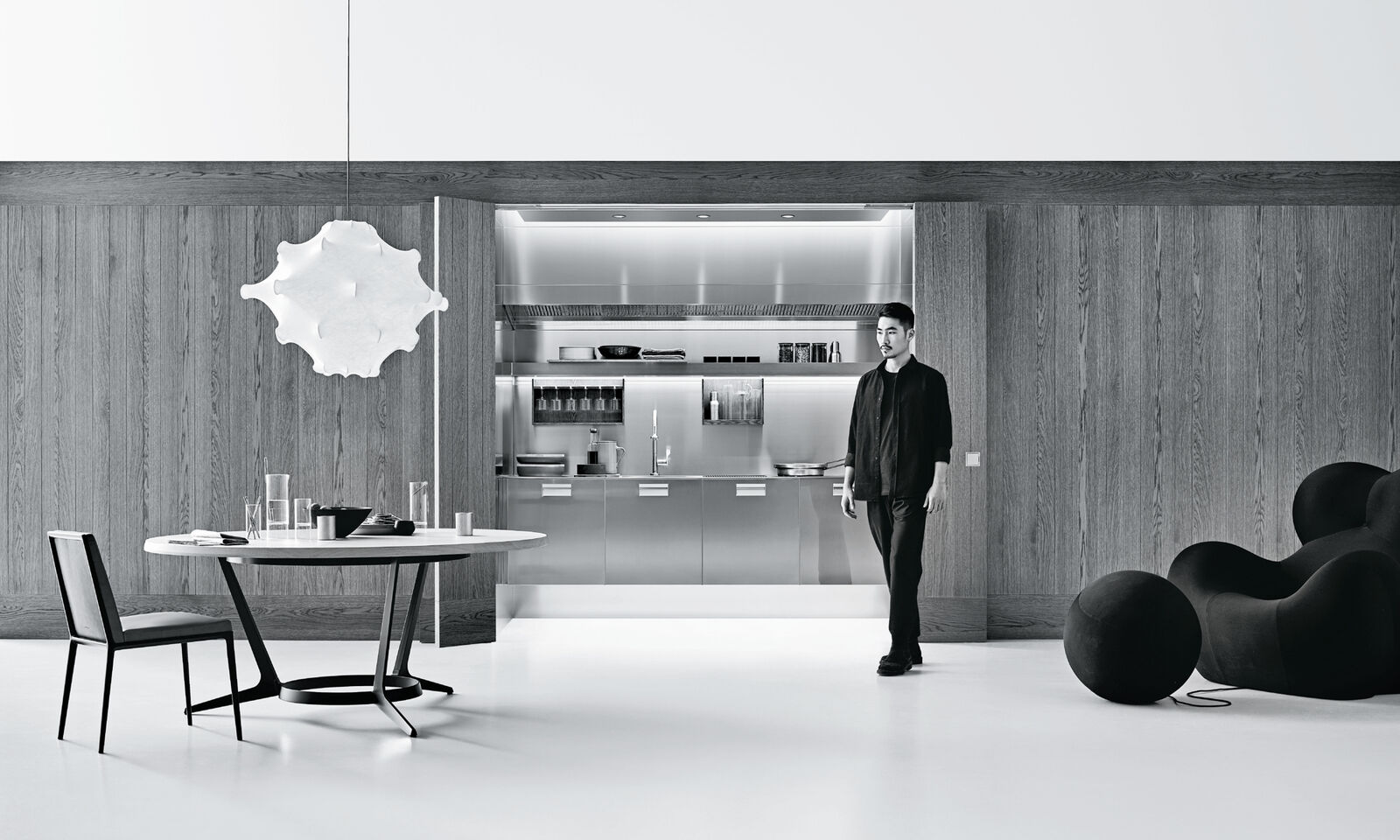 Modus Systema horizontal folding doors - Arclinea kitchen philosophy