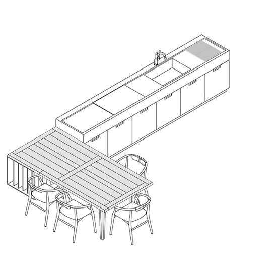 Exclusive elements worktops and tables Era system 6