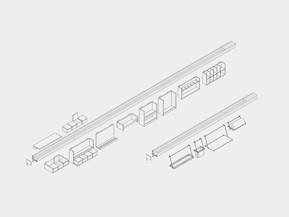 Exclusive elements equipment accessories between worktop and