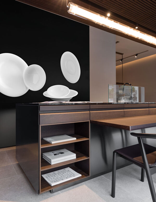 Detail of Arclinea Lignum et Lapis in Hanoi showroom